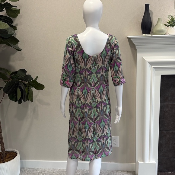 Vintage Embroidered Floral Applique Midi Dress Size Small Crinkled Fairycore Y2K - Picture 8 of 15
